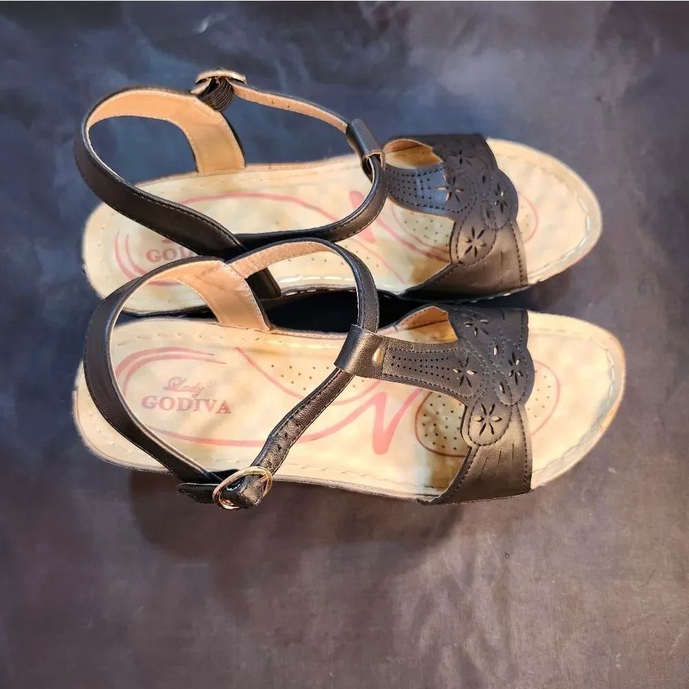 LADY GODIVA ESPADRILLE WEDGE ADJUSTABLE ANKLE STRAP SANDAL - Picture 12 of 14